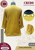 Yellow full sleeve embroidered top