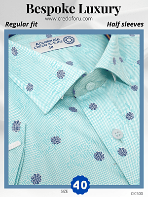 Arvind Fabric Blue & Green Printed Shirt
