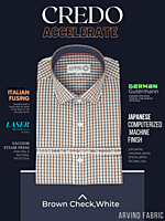 Arvind Fabric Brown Check on White Formal Shirt