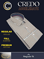 Arvind Fabric Brown Check on White Formal Shirt