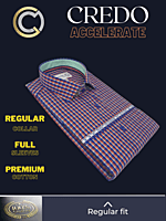 Arvind Fabric Orange Check on Blue Formal Shirt