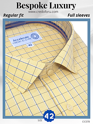 Siyaram Fabric Blue & Yellow Check Formal Shirt