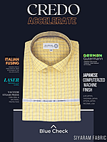 Siyaram Fabric Blue & Yellow Check Formal Shirt