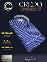 Arvind Fabric Pink Check on Blue Formal Shirt