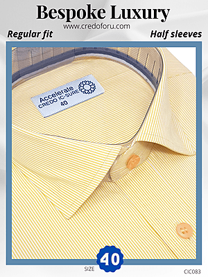 Raymond Fabric Yellow Stripe Half Sleeves Formal Shirt