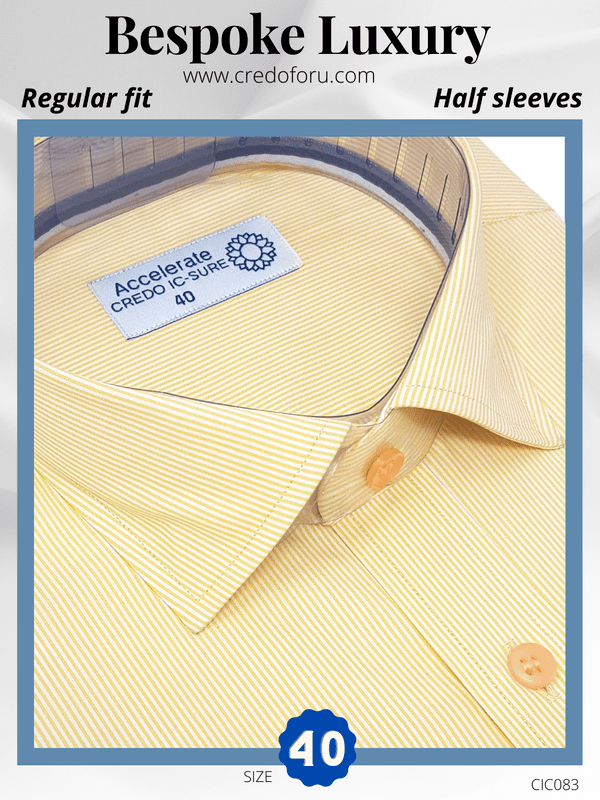 Raymond Fabric Yellow Stripe Half Sleeves Formal Shirt