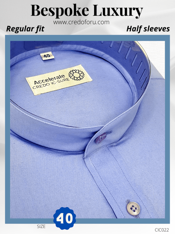 Light Blue Tap Collar Half Sleeve Formal Shirt