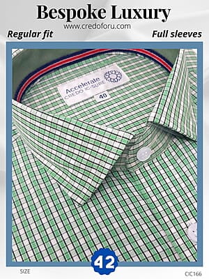 Arvind Fabric Green Check Formal Shirt(166)
