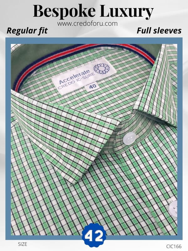 Arvind Fabric Green Check Formal Shirt(166)