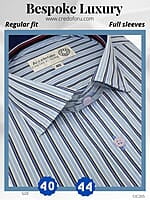 Arvind Fabric Blue Black Stripe Formal Shirt