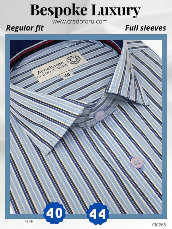 Arvind Fabric Blue Black Stripe Formal Shirt