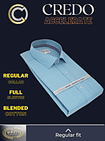 Siyaram Fabric Sky Blue Check Formal Shirt