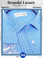 Valji Fabric  Blue& White Check Formal Shirt