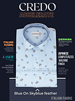 Italian Fabric Sky Blue Printed Formal Shirt