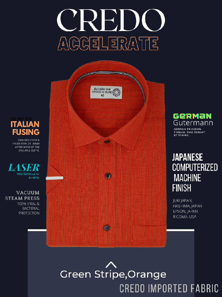 Green Stripe Orange Half Sleeves Formal Shirt(257)_1.jpg