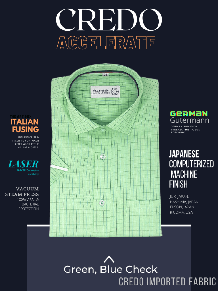 Green &amp; Blue Check Formal Shirt_1.jpg
