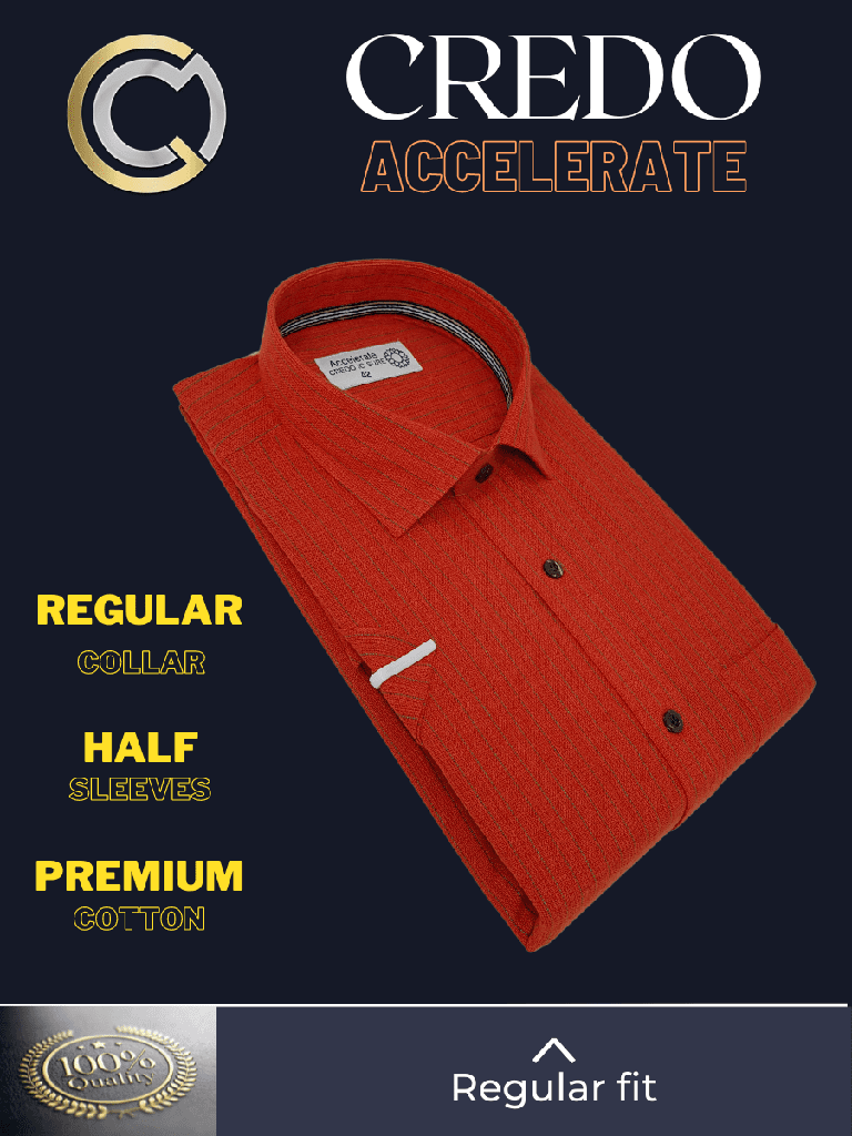 Green Stripe Orange Half Sleeves Formal Shirt(257)_2.jpg