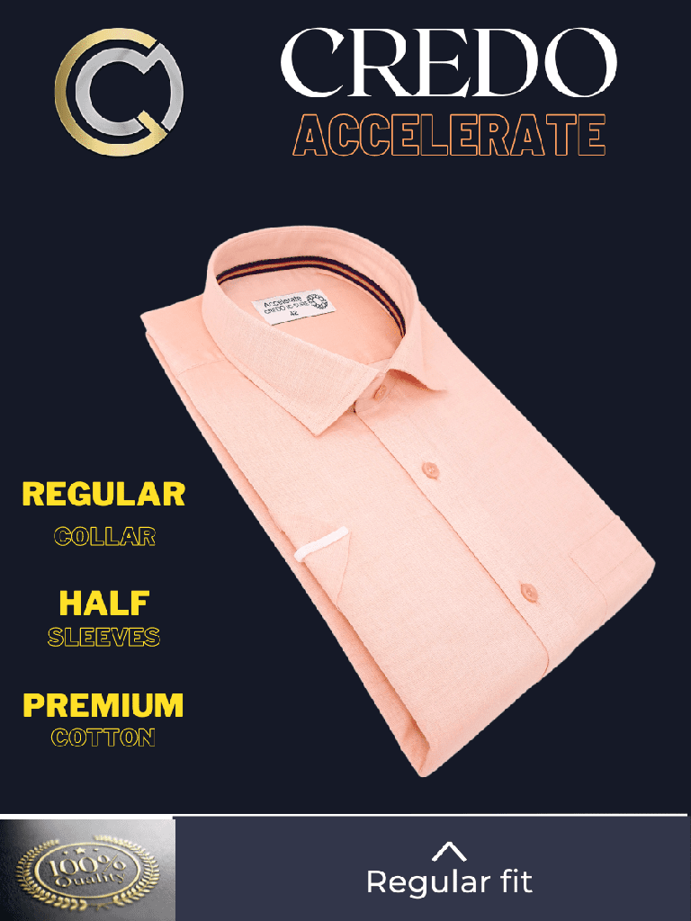 Light Orange Half Sleeve Formal Shirt_2.jpg