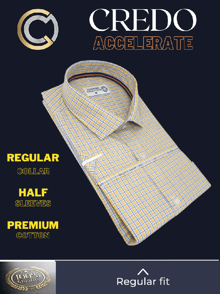Mufti Fabric Blue &amp; Yellow Check Formal Shirt_2.jpg