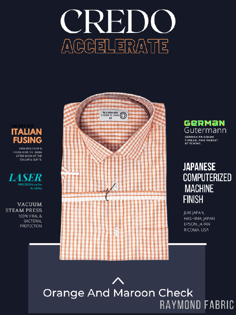 Raymond Fabric Orange And Maroon Check Half Sleeve Shirt(598)_1.jpg