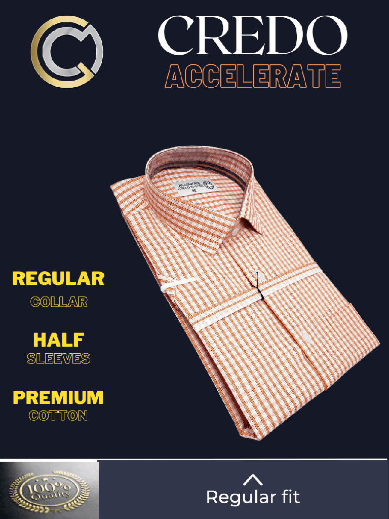 Raymond Fabric Orange And Maroon Check Half Sleeve Shirt(598)_2.jpg