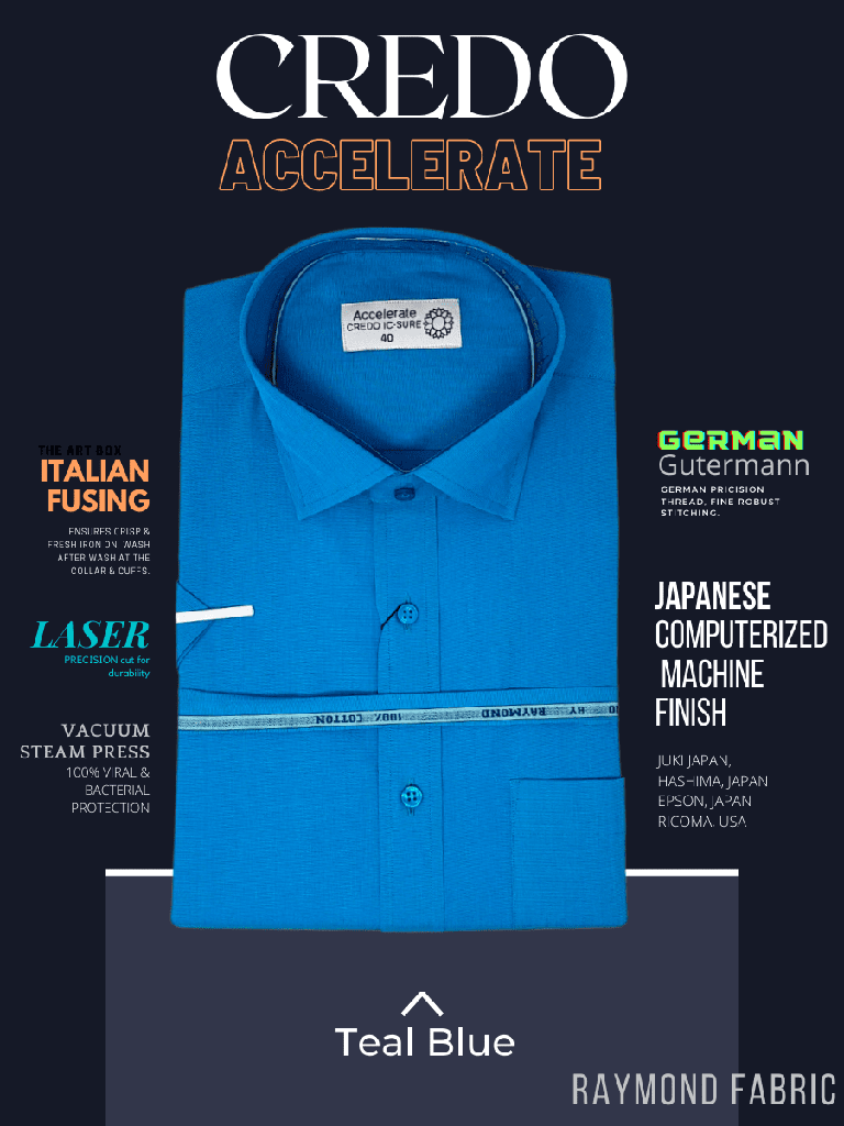 Raymond Fabric Teal Blue Half Sleeve Formal Shirt(595)_1.jpg