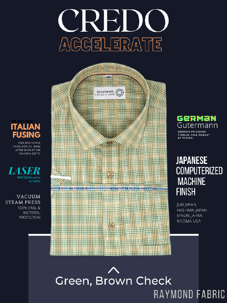 Raymond Green Brown Check Formal Shirt_1.jpg