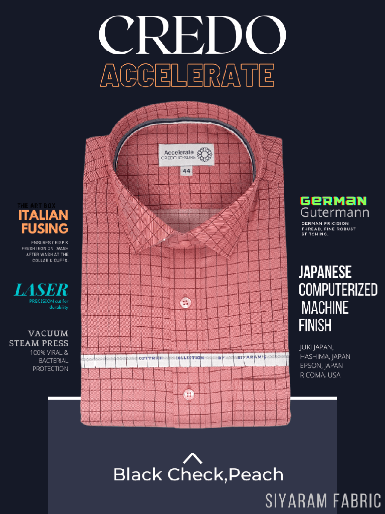 Siyaram Fabric Black Check on Peach Shirt_1.jpg