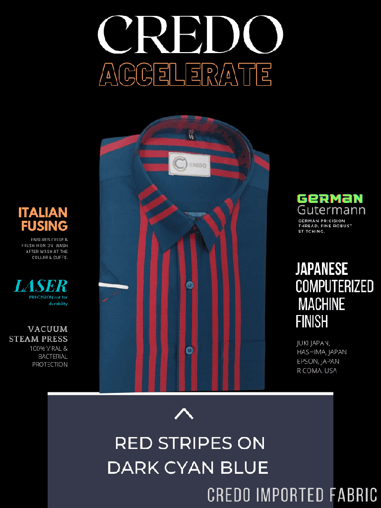 Red stripe on dark cyan blue half sleeve shirt (881)_1.jpg