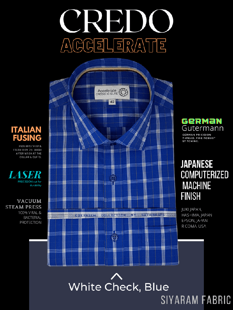 Siyaram Fabric White Check on Blue Formal Shirt_1.jpg