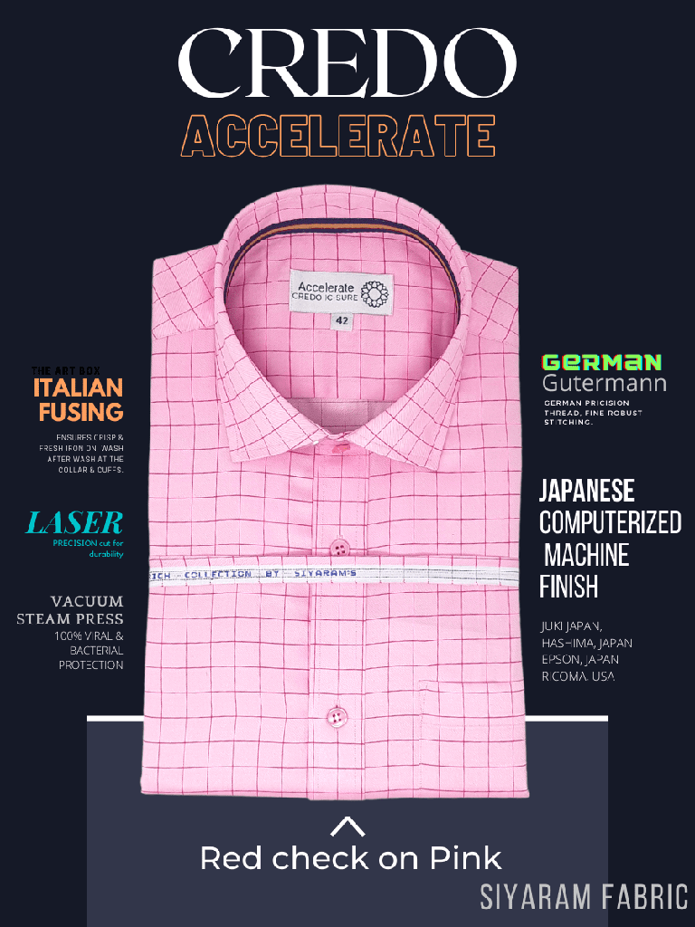 Siyaram Fabric Red Check on Pink Formal Shirt(391)_1.jpg
