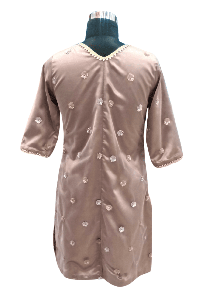 Women Pink Silk Embroidered V Neck Kurti_1.jpg