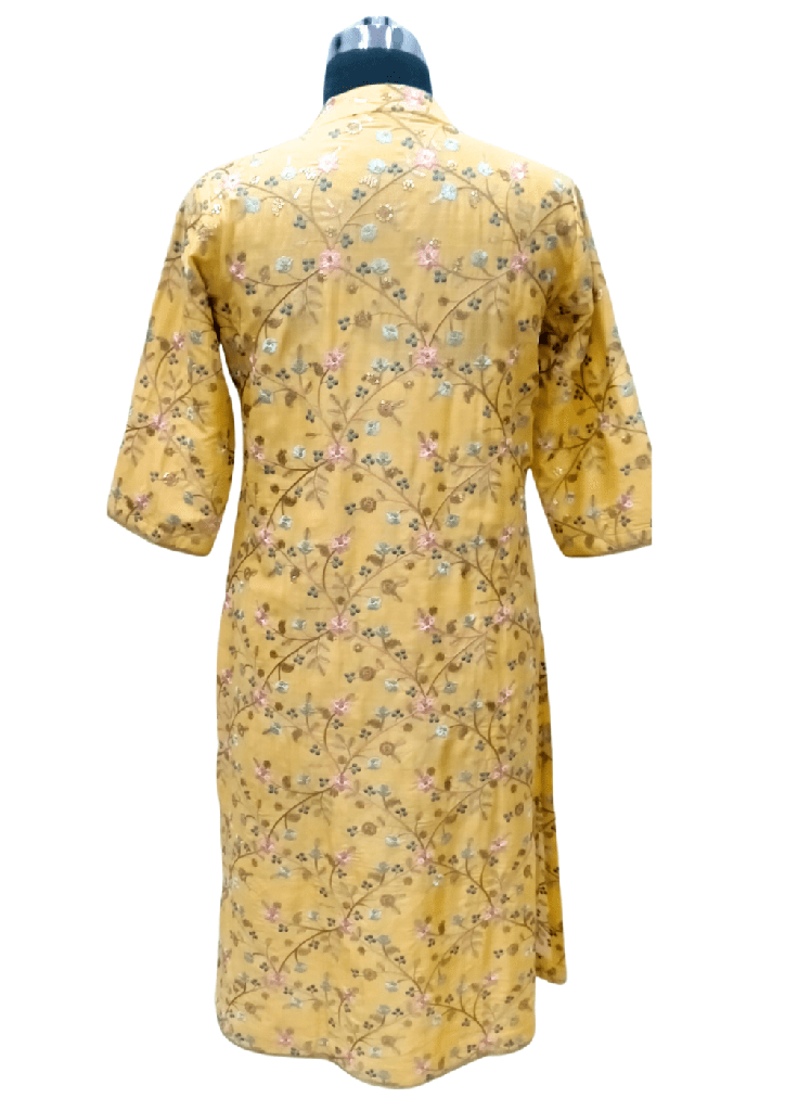 Women yellow full sleeves kurti_1.jpg