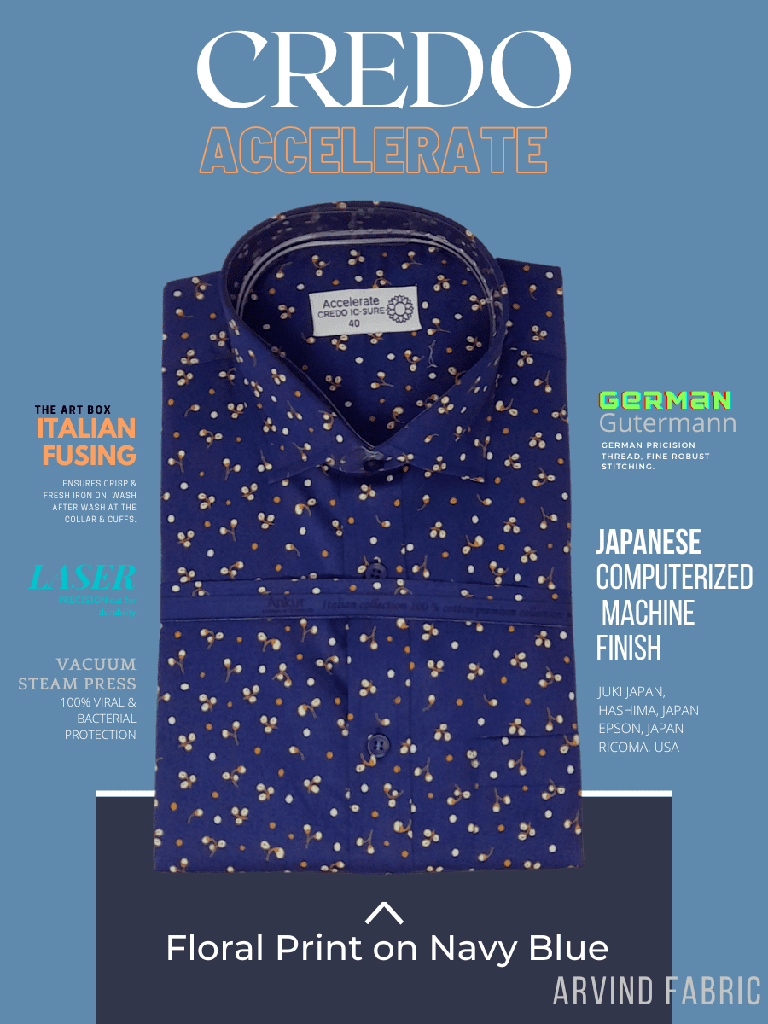 Arvind Fabric Floral Print On Navy Blue Casual Casual Full Sleeve Shirt(609)_1.jpg