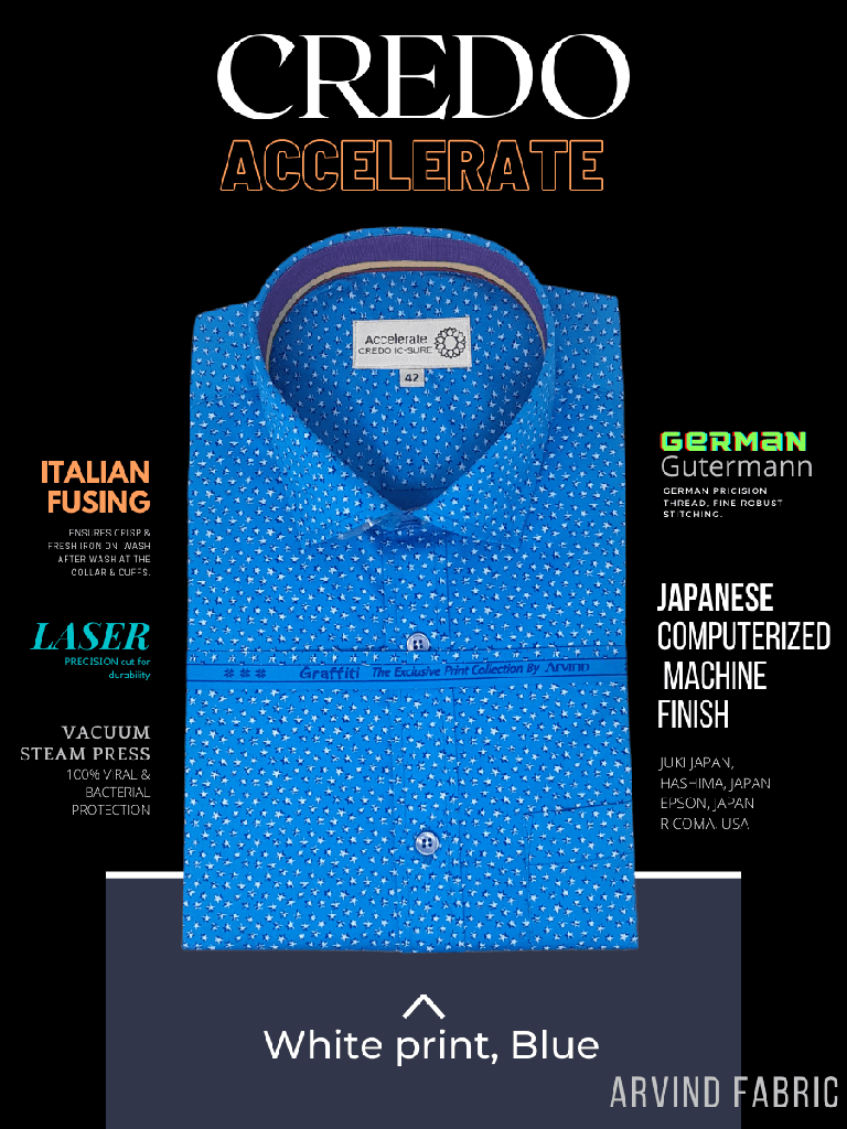 Arvind Fabric White Print on Blue Formal Shirt(388)_2.jpg