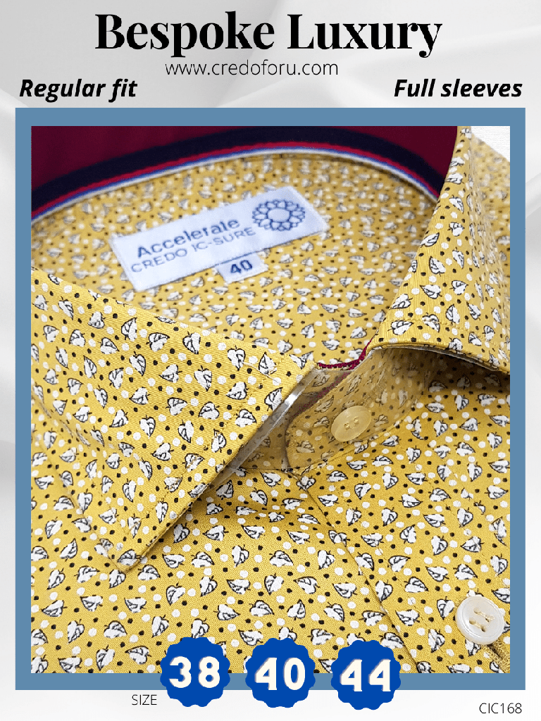 Arvind Fabric White, Yellow Printed Formal Shirt_1.jpg