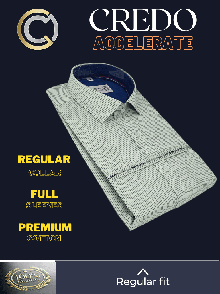 Raymond Fabric Blue & Green Stripe Formal Shirt_1.jpg