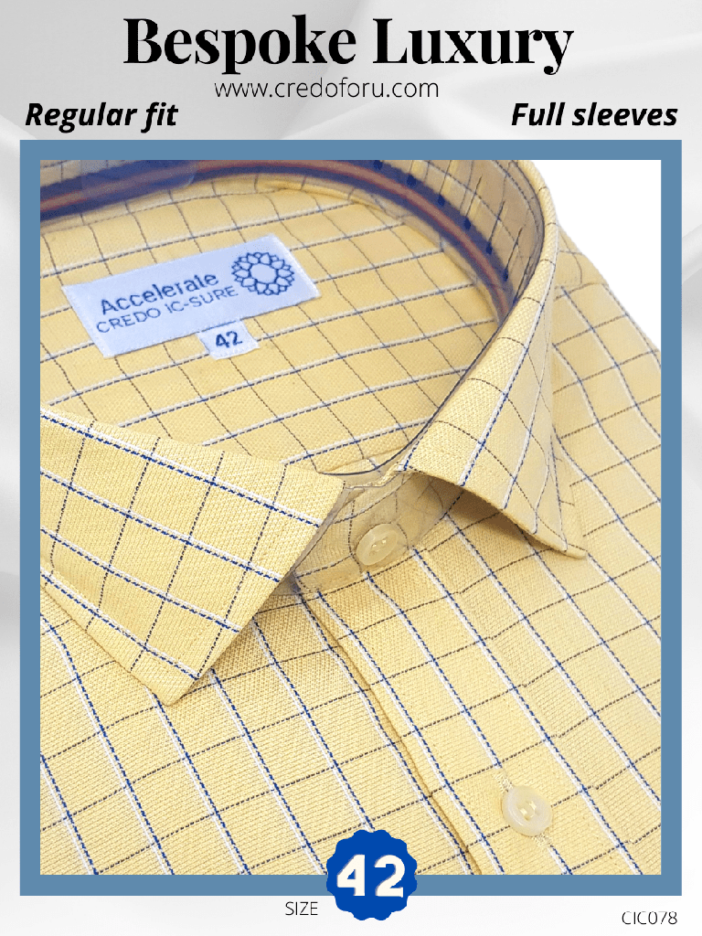 Siyaram Fabric Blue & Yellow Check Formal Shirt_1.jpg
