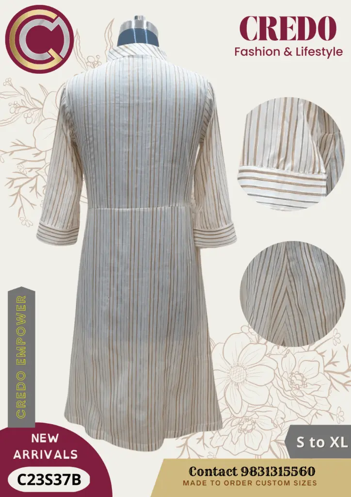 Chanderi silk striped kurti-L-4.webp