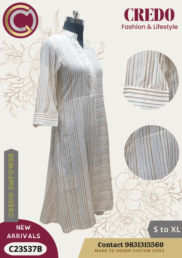 Chanderi silk striped kurti-L-2.webp