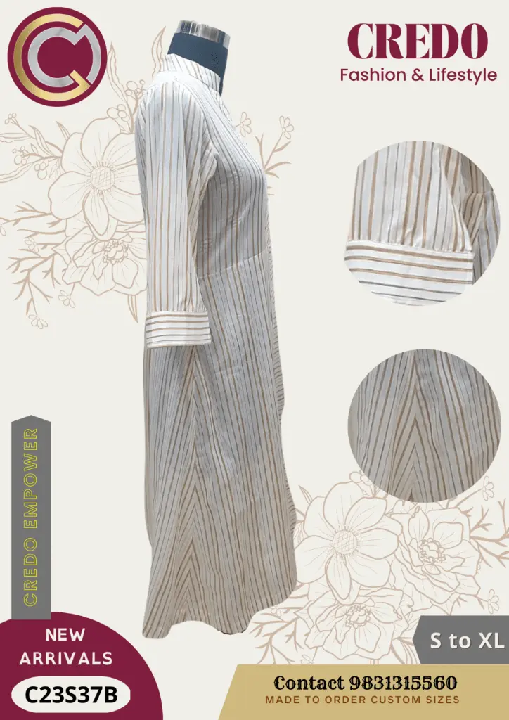 Chanderi silk striped kurti-L-3.webp