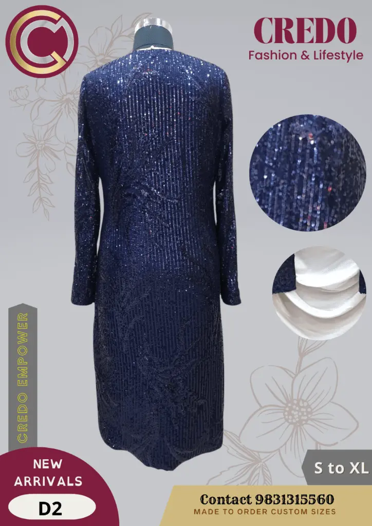 Dress with blue sequence jacket-Blue-4.webp
