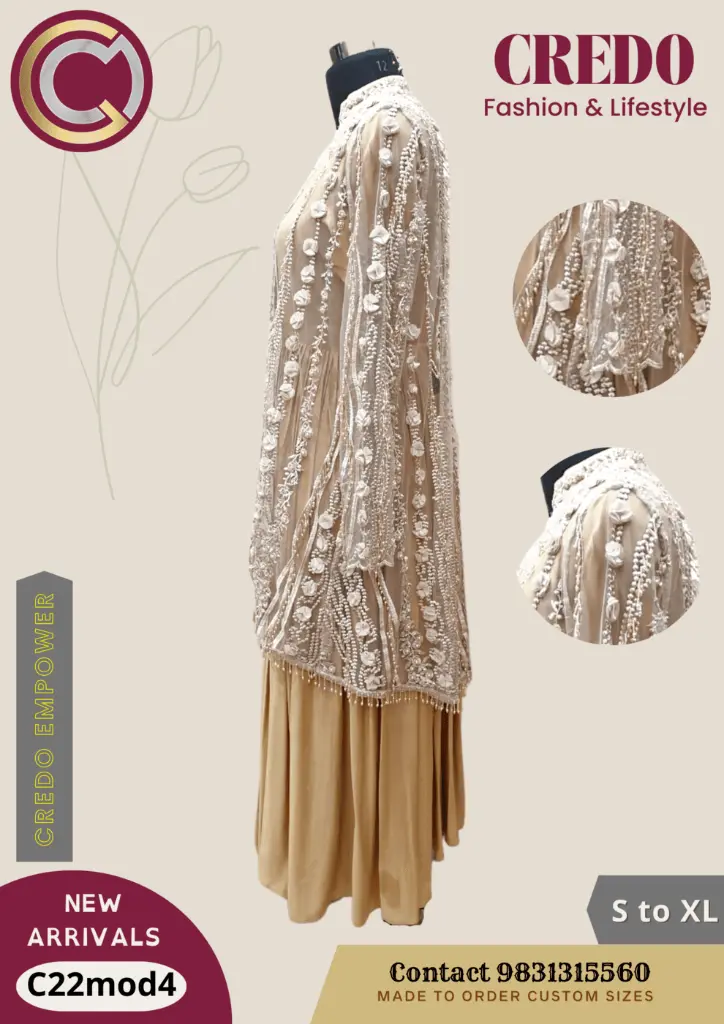 Full Dress with embroidered jacket-Light Salmon-4.webp