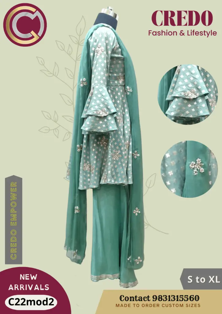 Light Green Kurtis plazo set-LightSeaGreen-3.webp