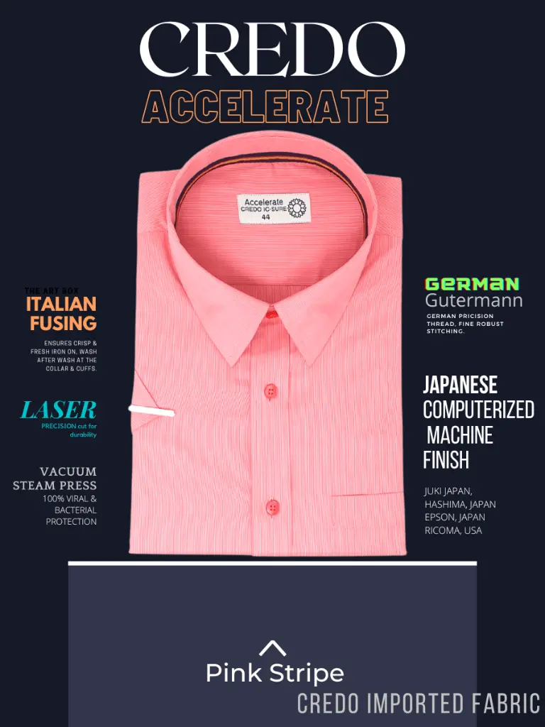 Credo Imported Pink Stripe Half Sleeve Shirt(686)-46-2.webp