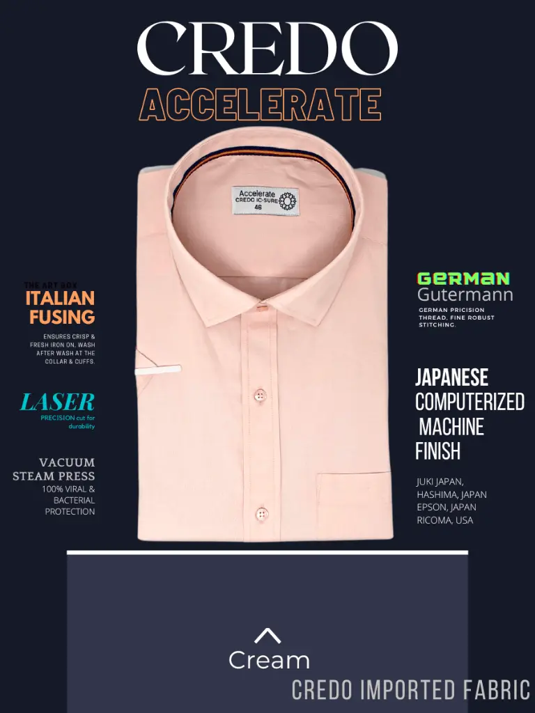 Credo Imported Fabric Cream Half Sleeve Shirt(685)-46-2.webp