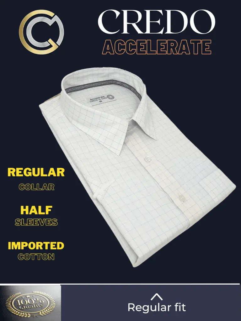 Credo Imported White Blue Check Half Sleeve Shirt(684)-46-3.webp