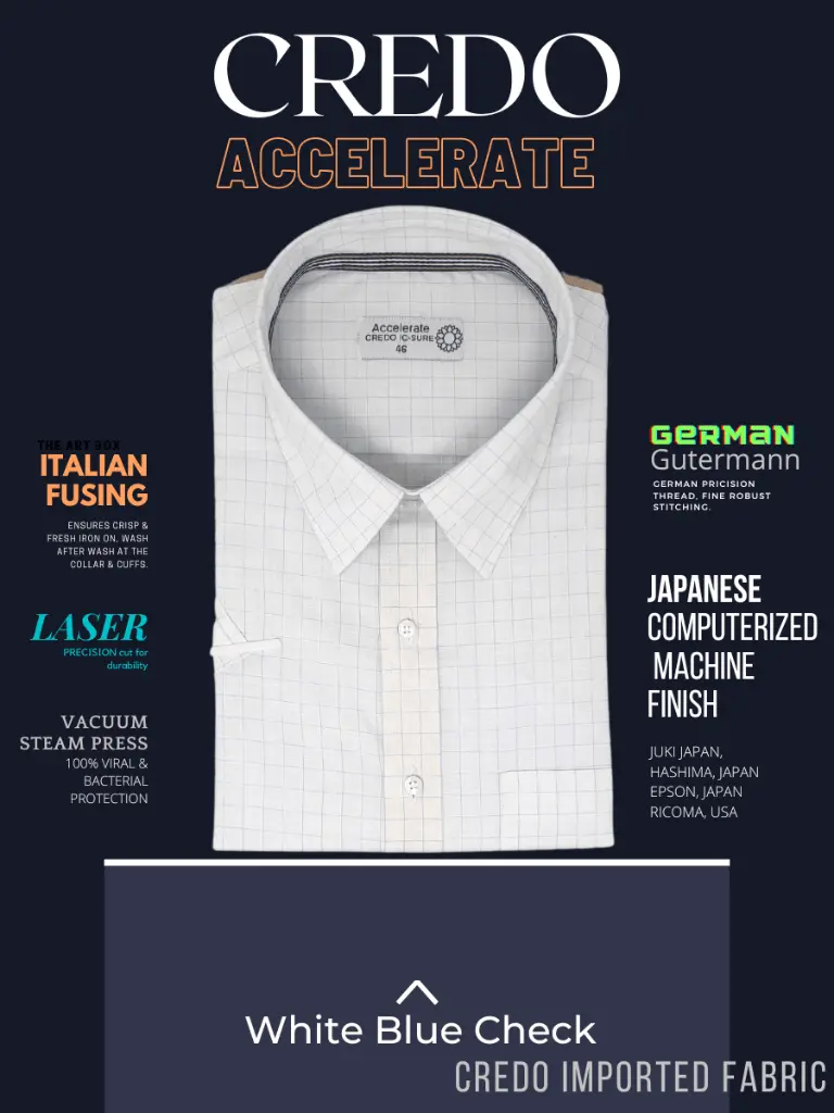 Credo Imported White Blue Check Half Sleeve Shirt(684)-46-2.webp