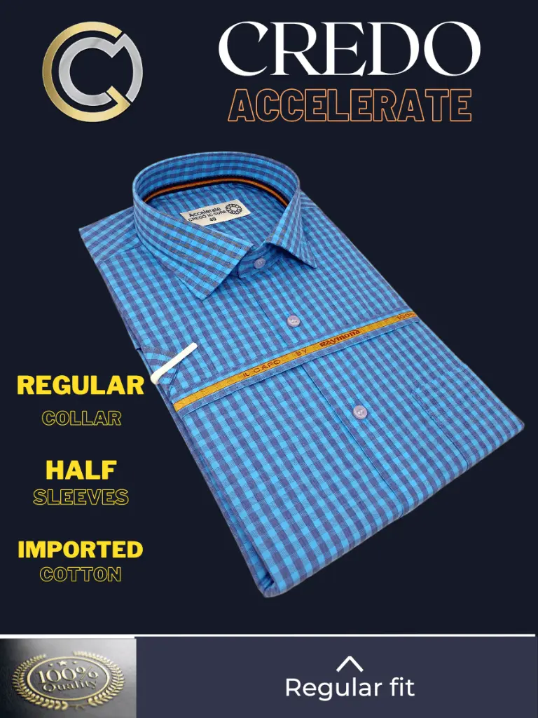 Raymond Fabric Blue Sky Blue Check Half Sleeve Shirt(683)-46-3.webp