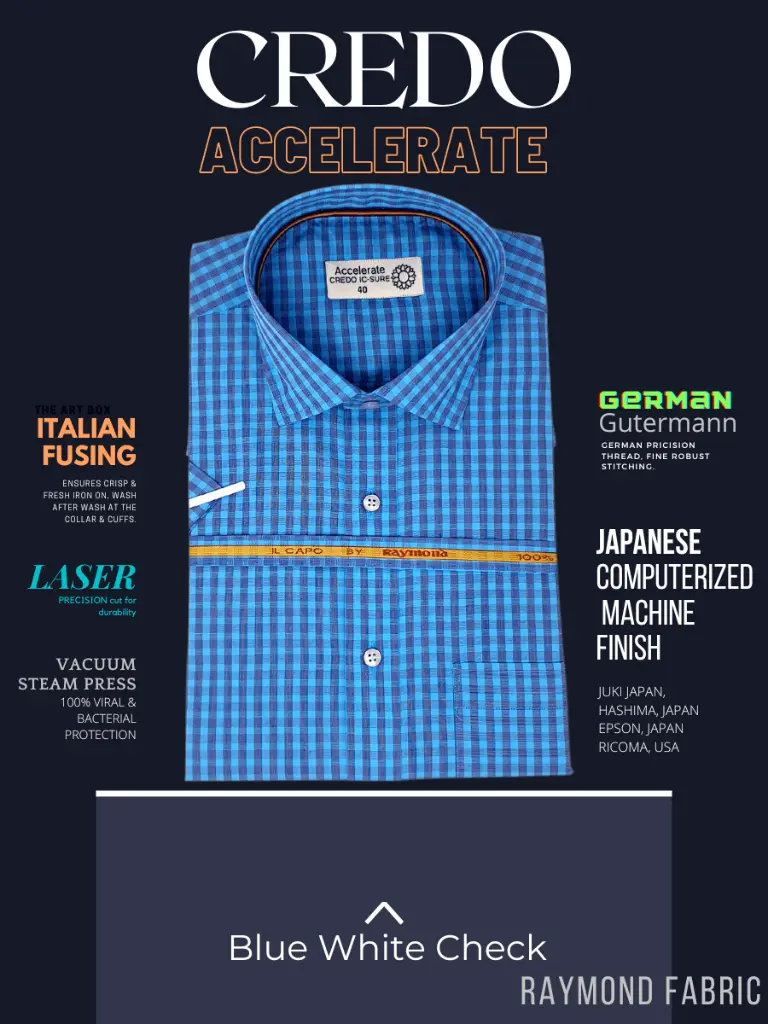 Raymond Fabric Blue Sky Blue Check Half Sleeve Shirt(683)-46-2.webp